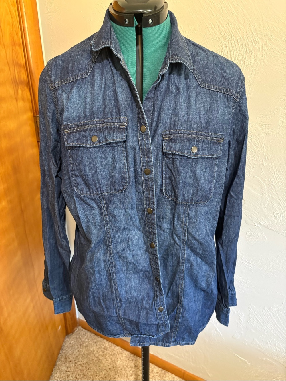 Eddie Bauer Indigo Denim Button-Front Shirt